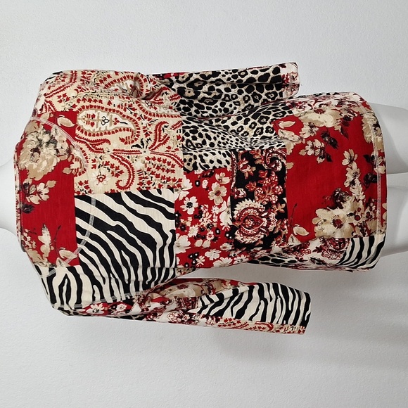 Multiples Multicolor Paisley Floral Animal Print Mobwife Bohemian Blouse Size S - Picture 7 of 11